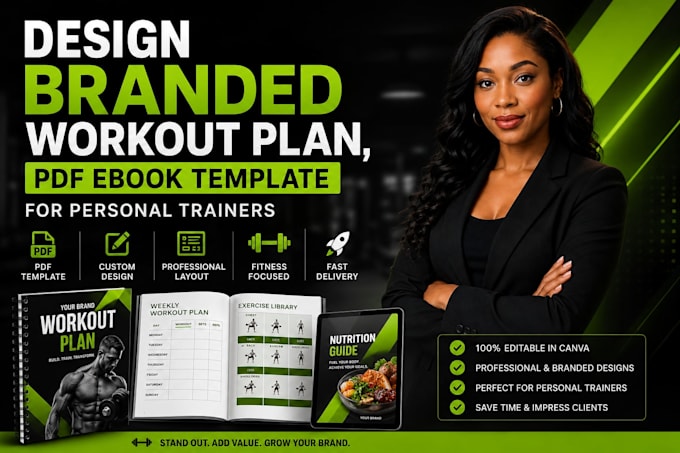 design branded workout plan,pdf ebook template for personal trainers
