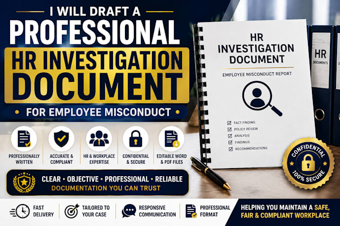 draft a professional HR investigation document for employee misconduct