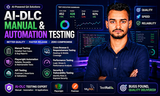 perform ai dlc testing using playwright, API, and manual QA
