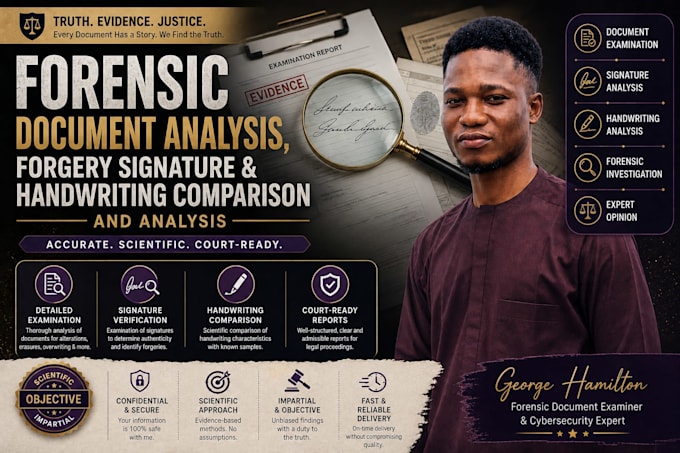 do forensic document analysis, forgery signature and handwriting comparison