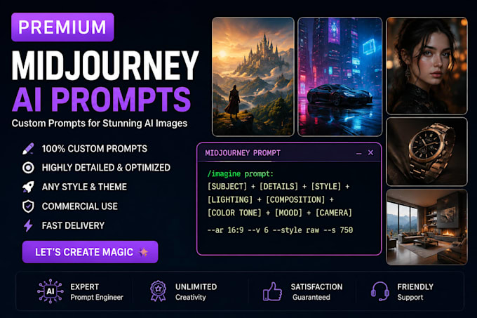 write custom midjourney prompts for stunning ai images