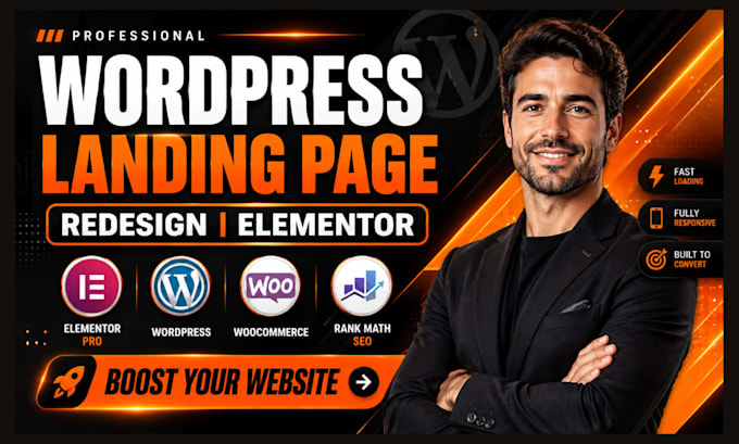 redesign your responsive elementor landing page and wordpress elementor website