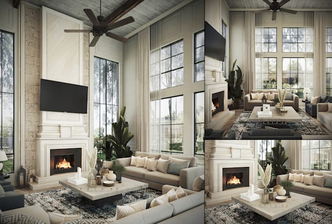 do an amazing 3d interior design with realistic 3d rendering
