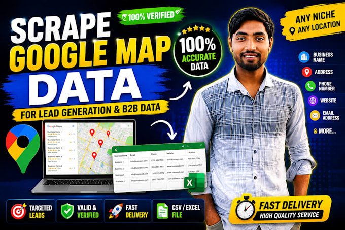 scrape google map data for lead generation, excel data cleaning and formatting