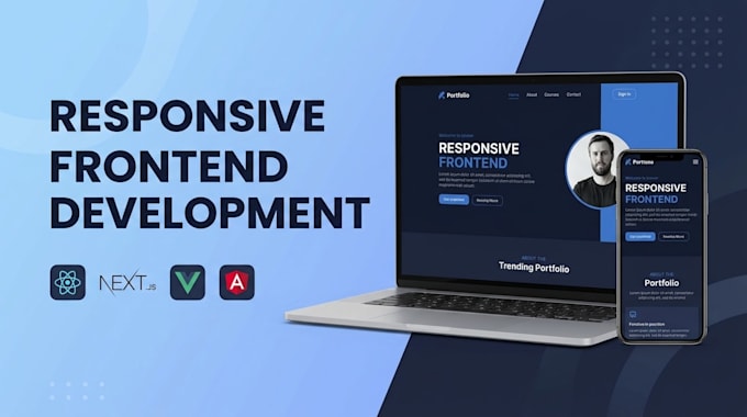 develop a responsive react, nextjs or vue frontend website