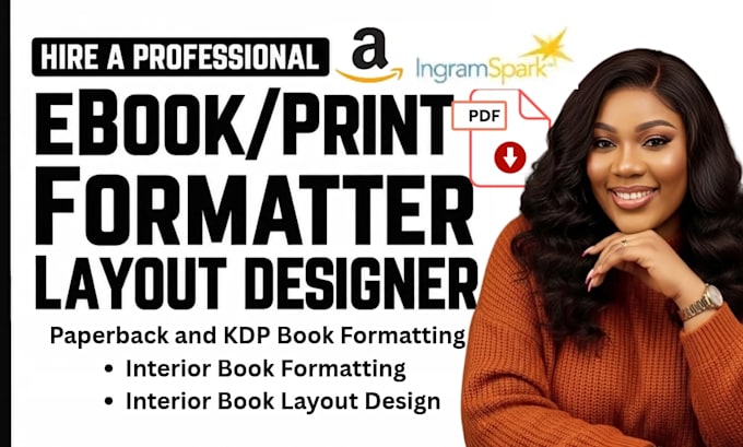 format your interior book, KDP paperback formatting and ebook layout design