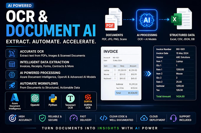 build ocr, PDF extraction and ai document processing solutions