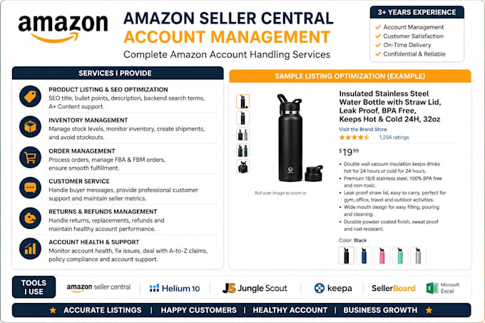 manage your amazon seller central account and provide virtual assistant support