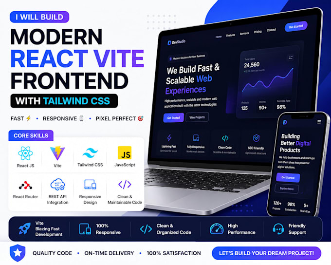 build modern react vite frontend with tailwind CSS