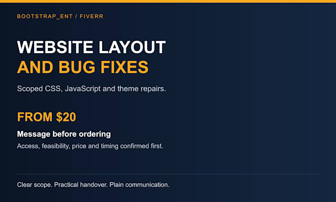 fix website layout and CSS or javascript bugs