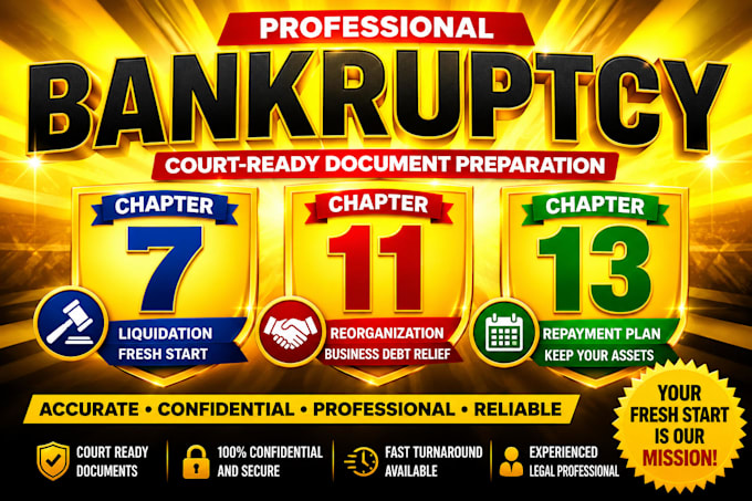 prepare bankruptcy documents for chapter 7, 13, or 11 cases