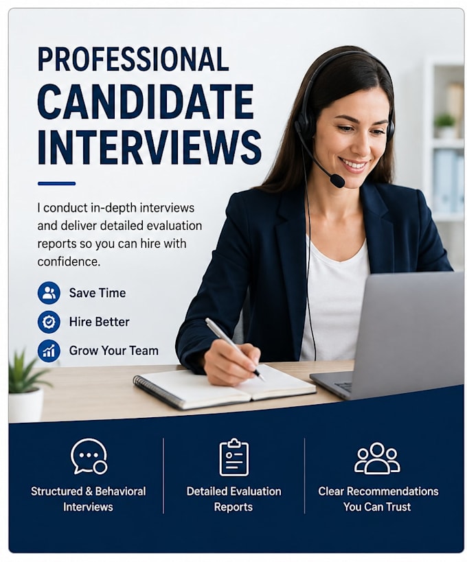 conduct professional candidate interviews and provide detailed evaluation report