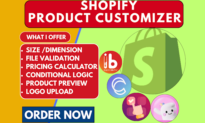 setup shopify product customizer globo zepto easify inkbay kickflip customily