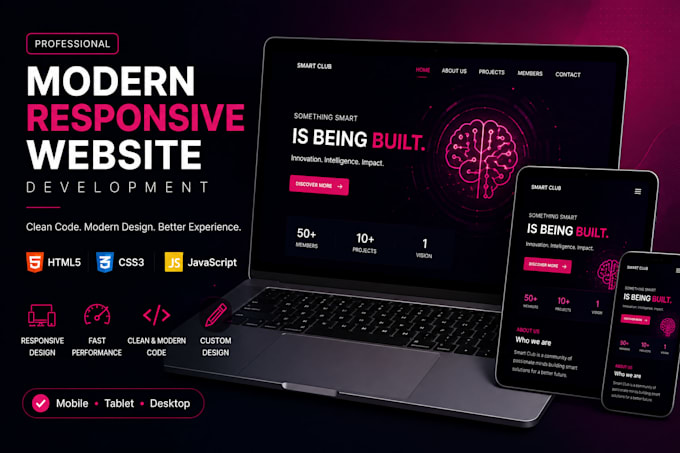 a modern responsive website using HTML CSS and javascript