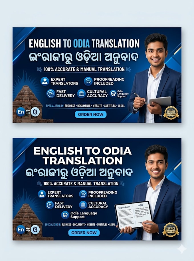 do professional english to odia translation