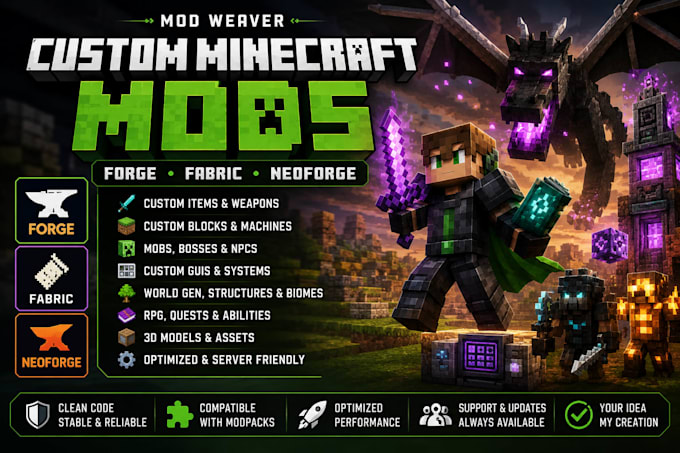 develop custom minecraft forge mod, fabric mod and neoforge for you