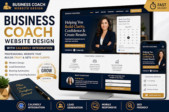 design a business coach website with calendly integration