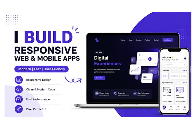 build responsive web and mobile apps as front end  developer