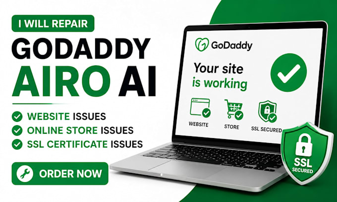repair godaddy airo ai website, online store and SSL certificate issues