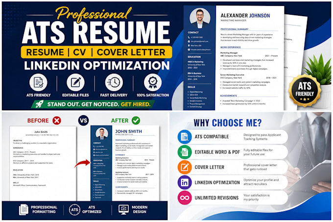 create ats resume CV and linkedin profile
