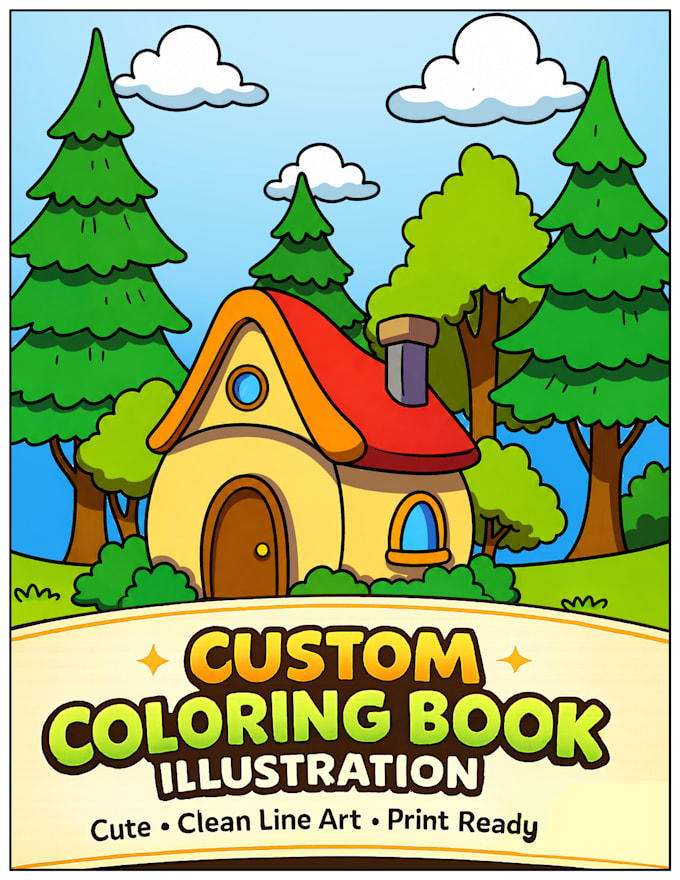 custom coloring book illustrations for kids