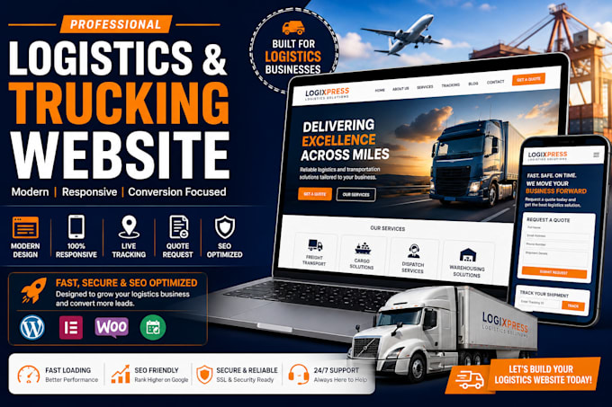 design logistics website, trucking website, freight dispatch and cargo website