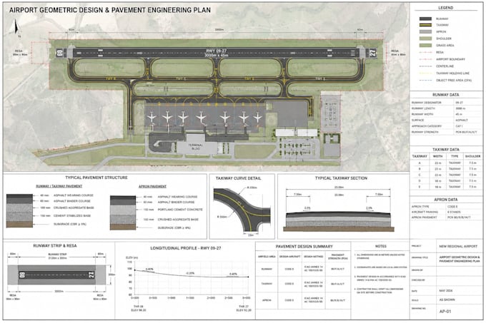 create airport geometric design and pavement engineering plans