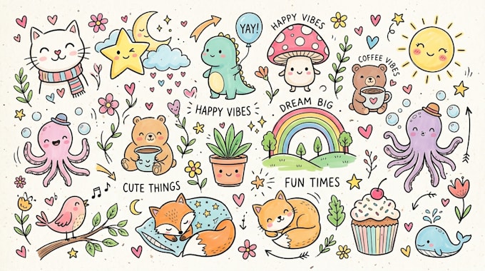 draw cute doodles illustrations