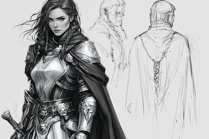 do fantasy character sketch for you