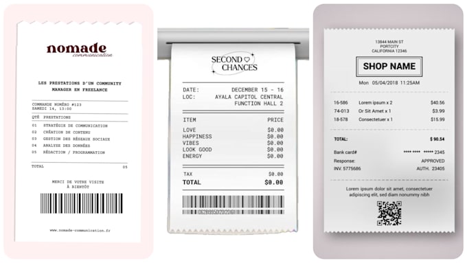 redesign receipt, invoice, bill and payment voucher professionally