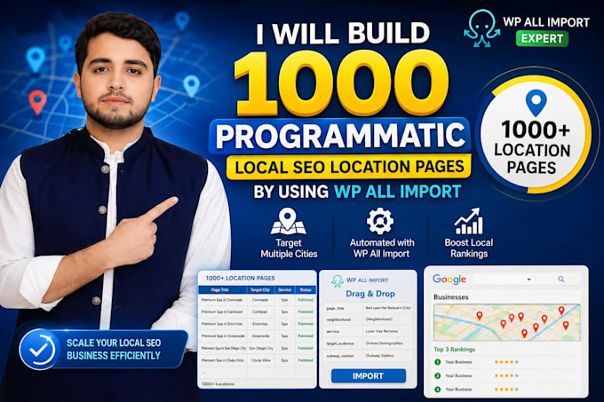 build target 1000 programmatic local SEO pages using wp all import