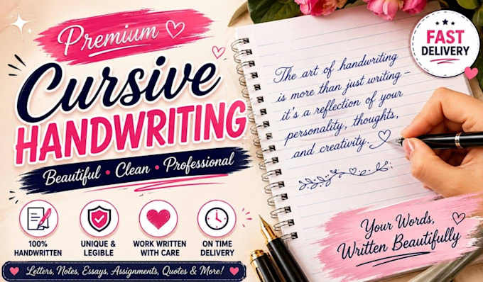 write beautiful cursive handwriting for letter, poems,