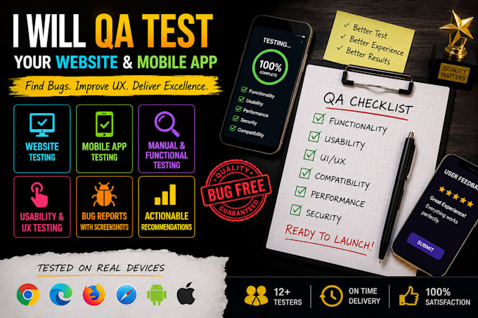 qa test usability manual functionality of your website and app review