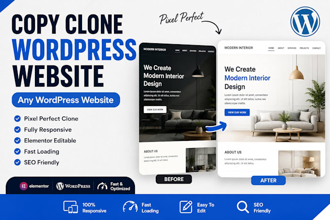 copy clone wordpress website or duplicate any website professionally