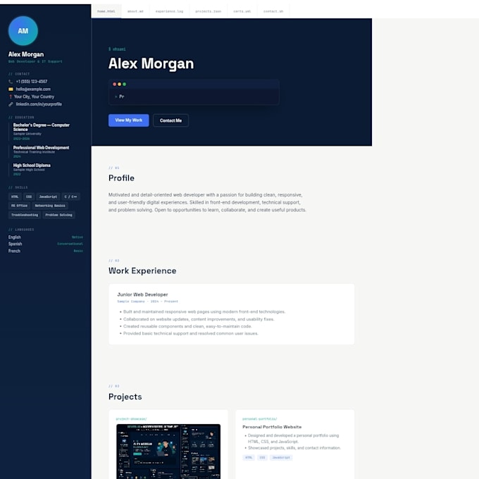 create a modern responsive portfolio website