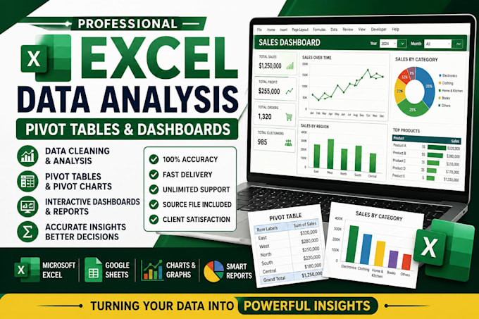 do data analysis and pivot tables and dashboards