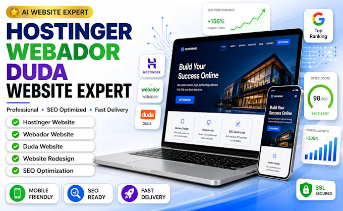 develop hostinger website design redesign webador duda website hostinger seo