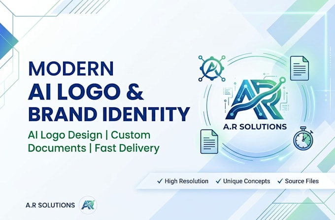 create modern ai logo design, brand identity, and custom pdf