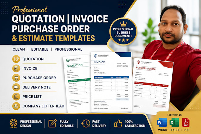 create professional quotation invoice purchase order and estimate template