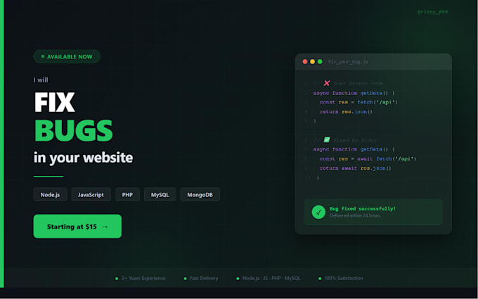 fix bugs in your node js javascript or PHP website