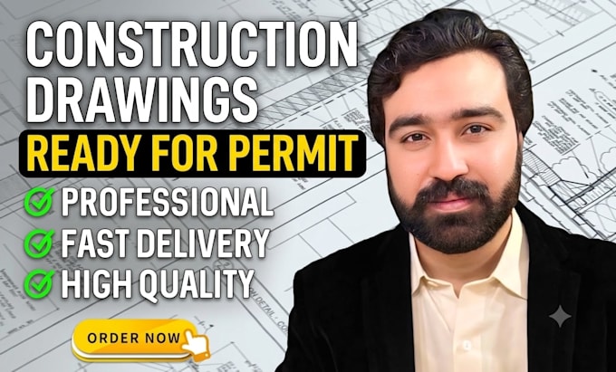 architectural and construction drawings in autocad for permit