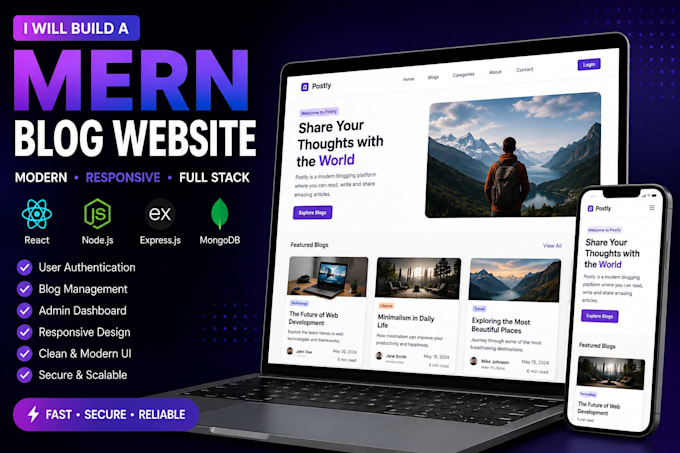 a full stack mern blog website using react node and mongodb