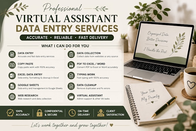 be your reliable virtual assistant for data entry