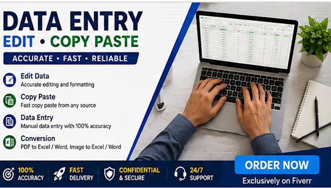 do accurate data entry, excel data entry and web research
