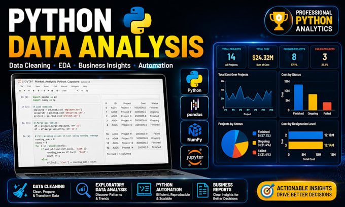do python data analysis, data cleaning and pandas tasks