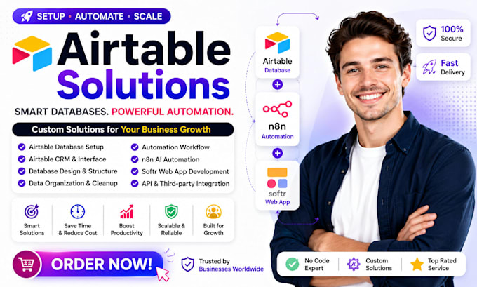 setup airtable database, airtable crm, automation workflow, n8n ai, sofr webapp