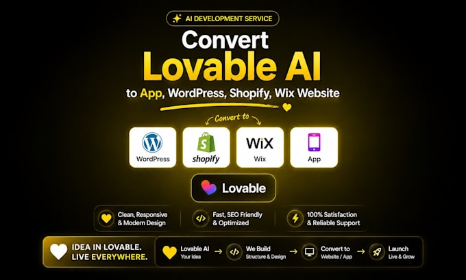 convert lovable or any ai design to wordpress professionally