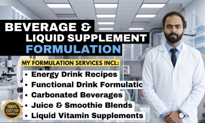 do beverage recipe development, soft drink formulation and liquid supplements
