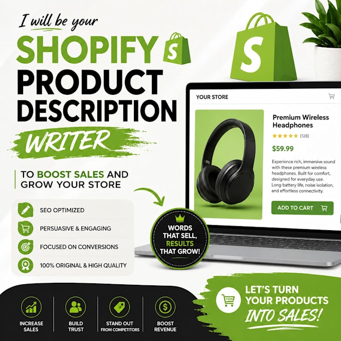 be your shopify product seo description writer to boost sales