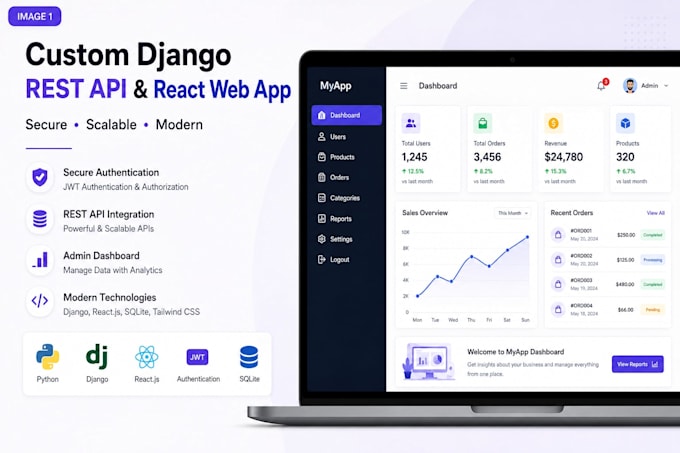 develop secure django rest API and backend for your web application